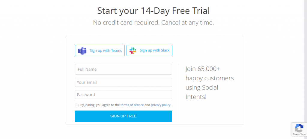 Social Intents14-day free trial 